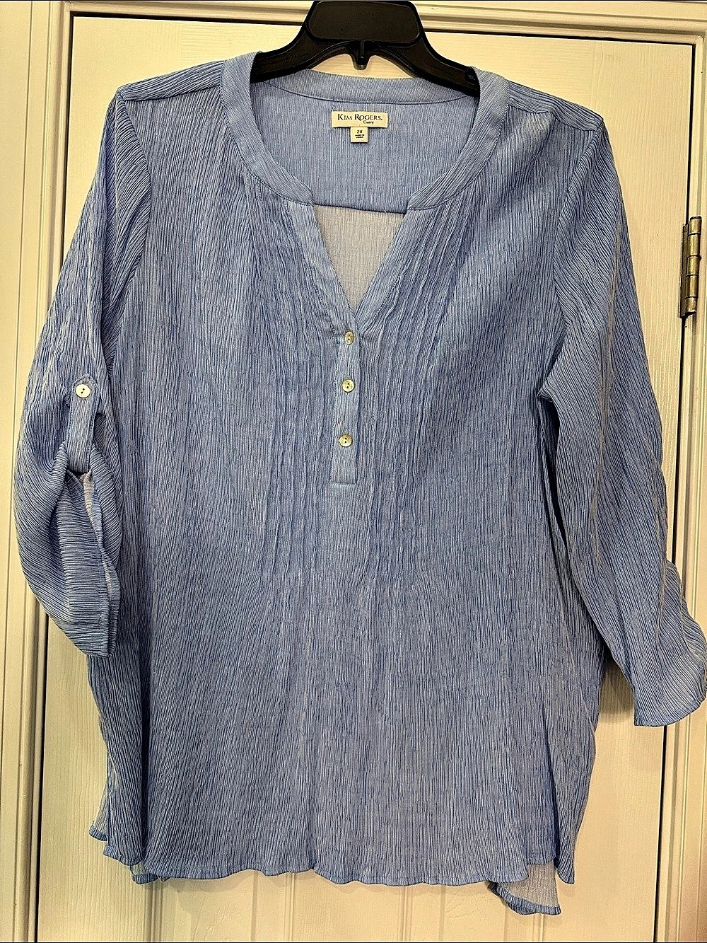 Kim Rogers Striped Tunic Blue Size 2X Like New